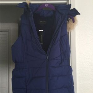 Banana Republic NWT faux fur puffer vest Sz Large